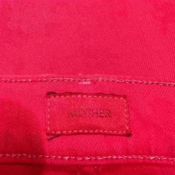 Mother the stunner ankle fray play date denim jeans in tomato red size 28 - Picture 11 of 15